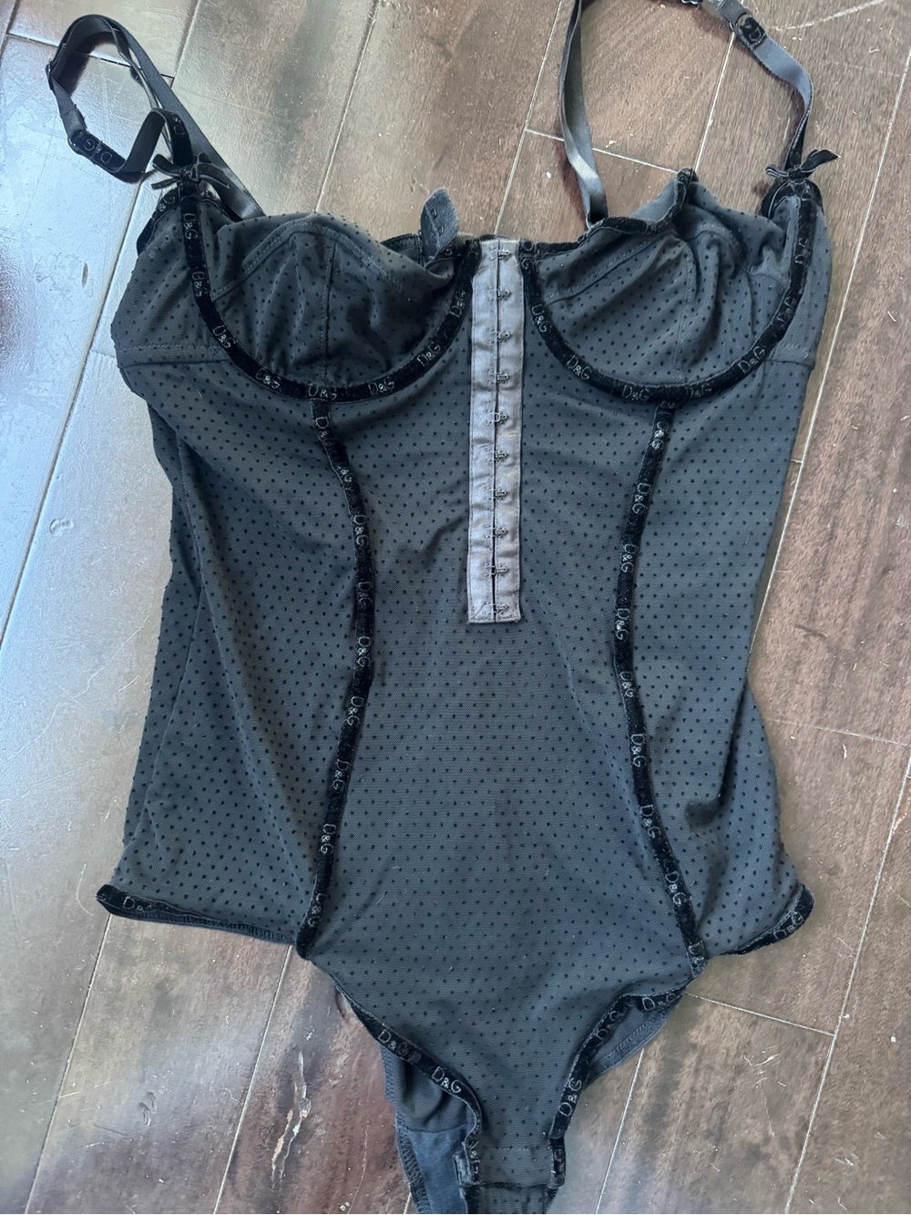Vintage 2000 Dolce & Gabbana Black Sheer Mesh Bustier Bodysuit